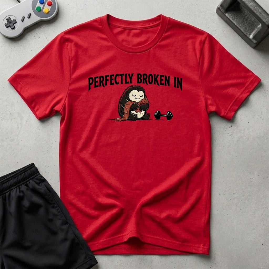 DreamMaker mockup — Perfectly Broken In T-Shirt (red)