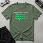 DreamMaker mockup — Plate Difficulty Setting T-Shirt (military-green)