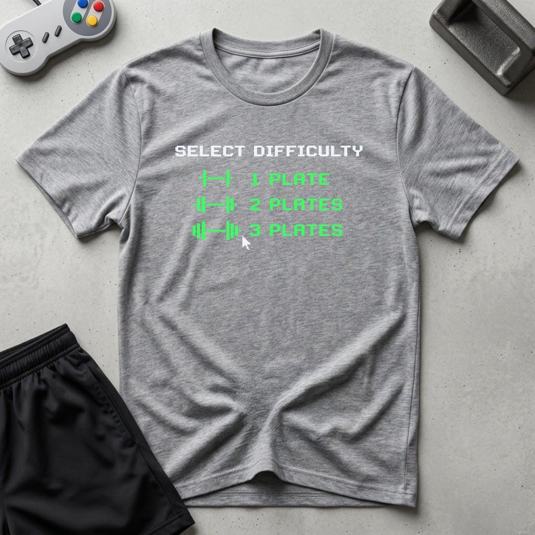 DreamMaker mockup — Plate Difficulty Setting T-Shirt (sport-grey)