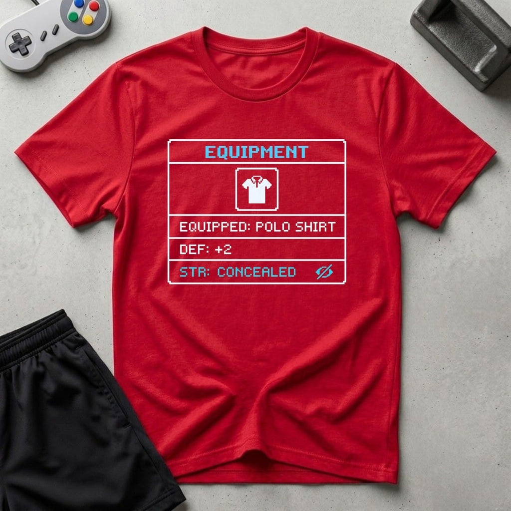 DreamMaker mockup — Polo Shirt Equipped T-Shirt (red)