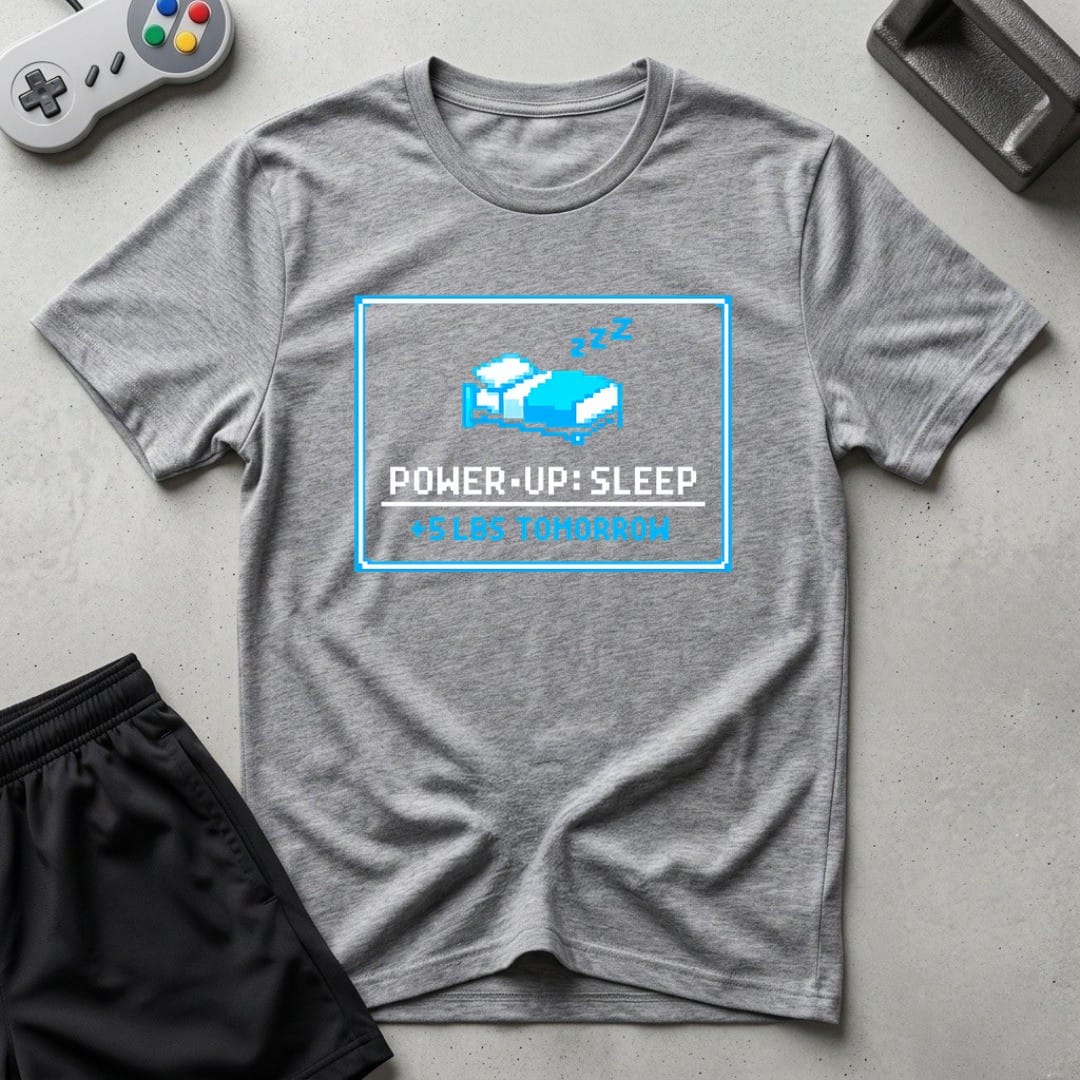 DreamMaker mockup — Power Up Sleep T-Shirt (sport-grey)