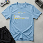 DreamMaker mockup — Quest Log T-Shirt (light-blue)