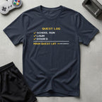 DreamMaker mockup — Quest Log T-Shirt (navy)