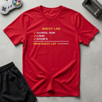 DreamMaker mockup — Quest Log T-Shirt (red)