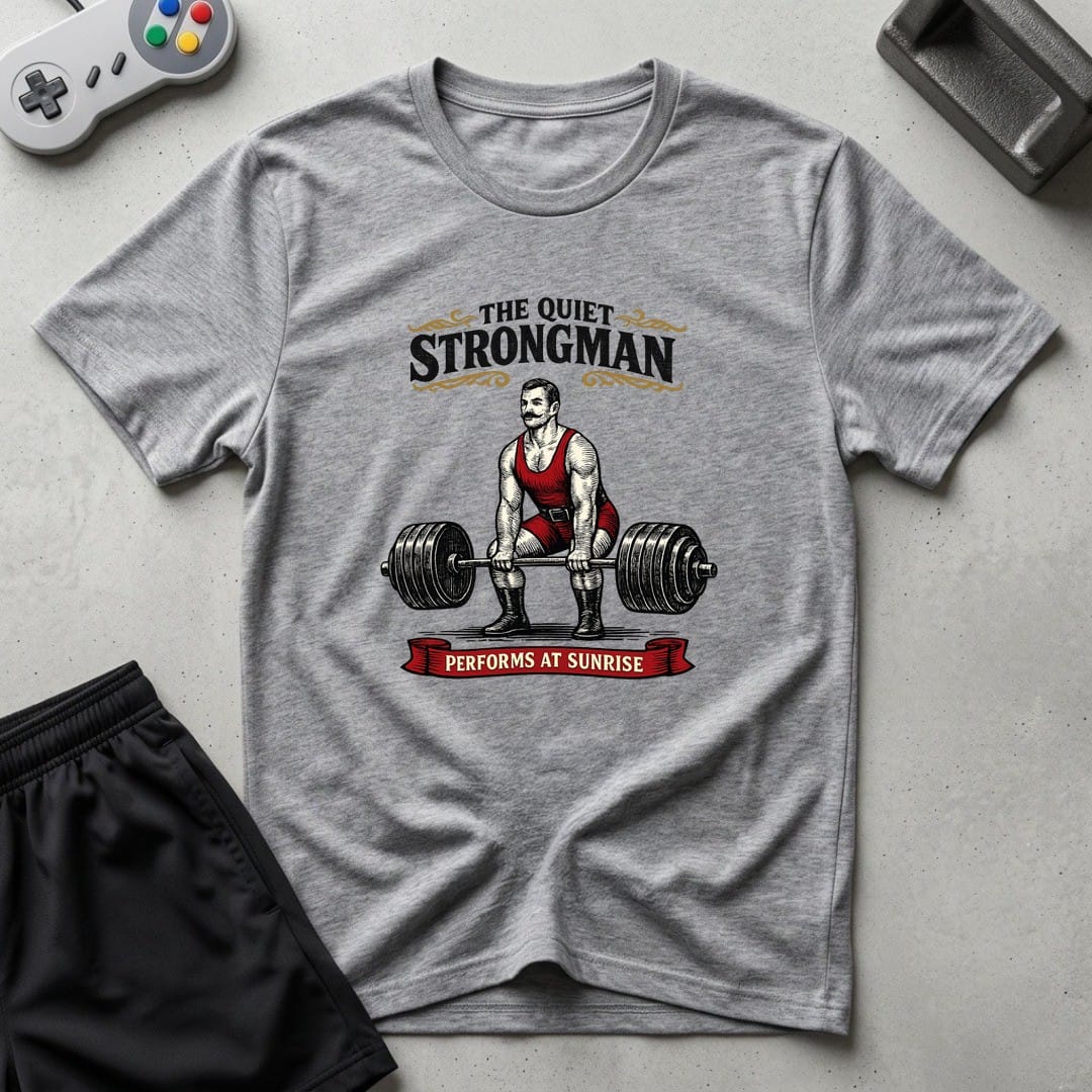 DreamMaker mockup — Quiet Strongman T-Shirt (sport-grey)