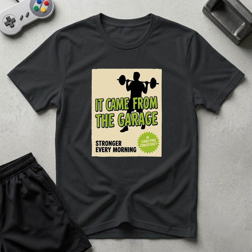 DreamMaker mockup — Retro Sci Fi Poster T-Shirt (black)