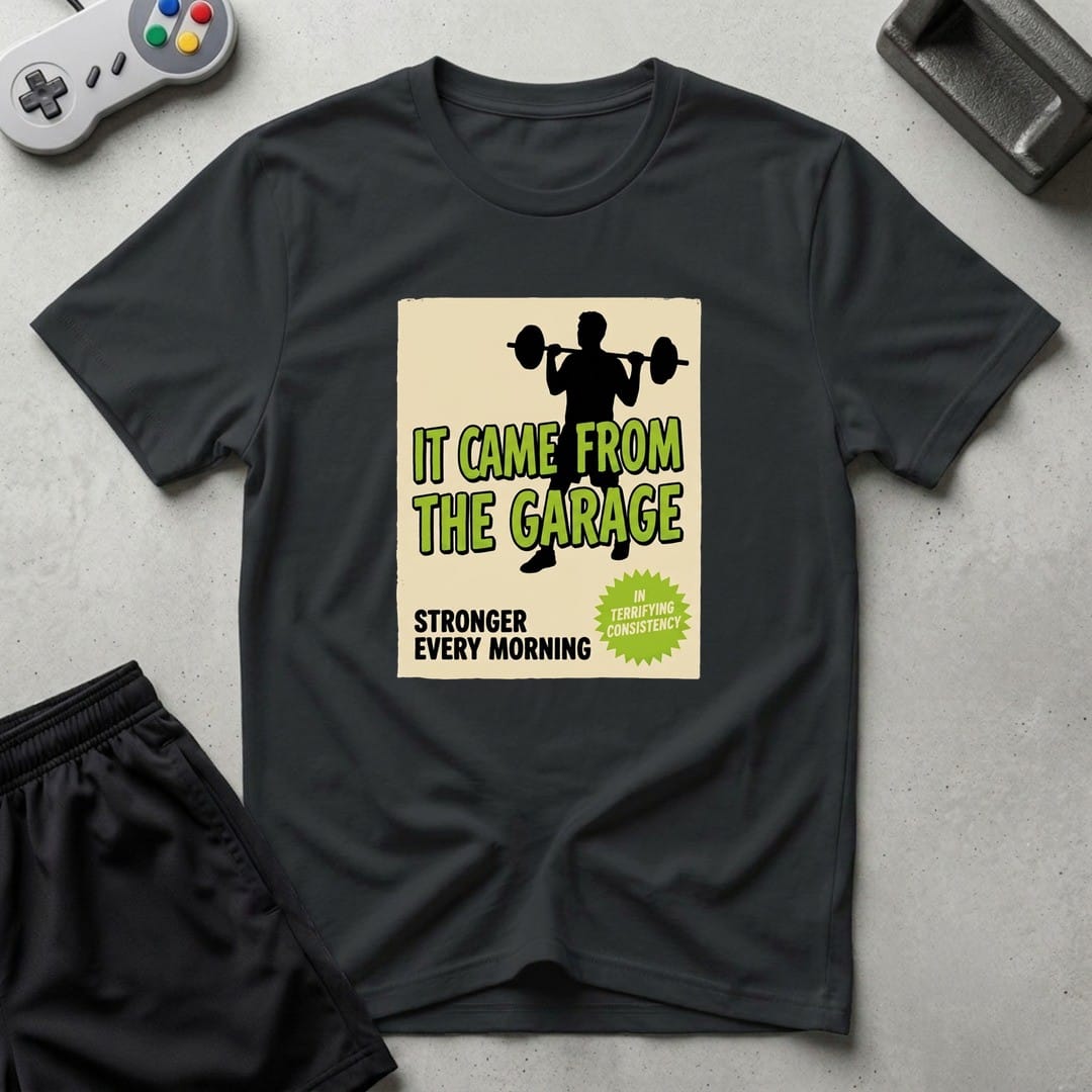 DreamMaker mockup — Retro Sci Fi Poster T-Shirt (black)
