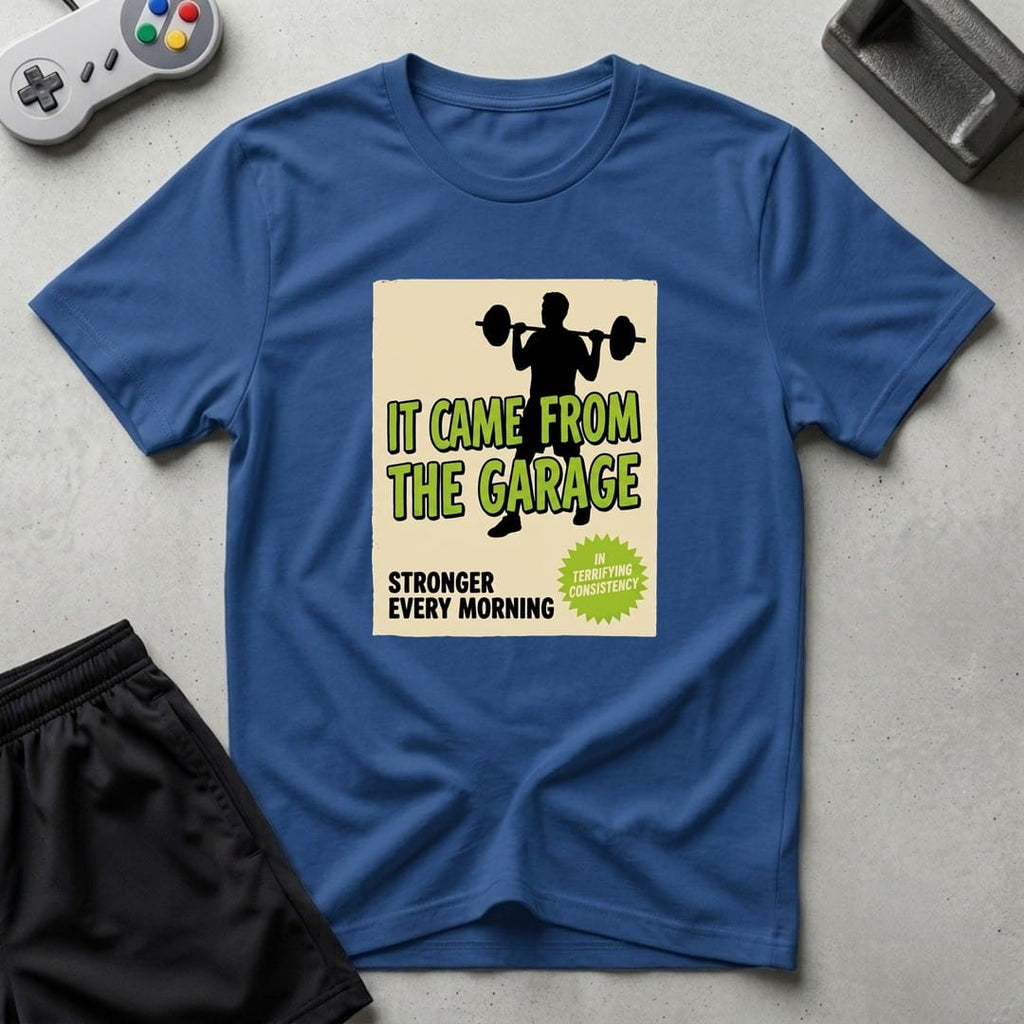 DreamMaker mockup — Retro Sci Fi Poster T-Shirt (royal)