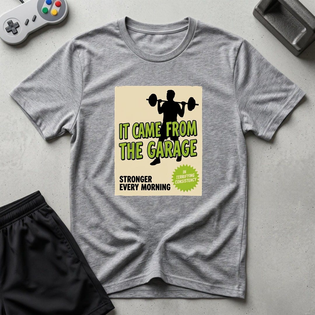 DreamMaker mockup — Retro Sci Fi Poster T-Shirt (sport-grey)