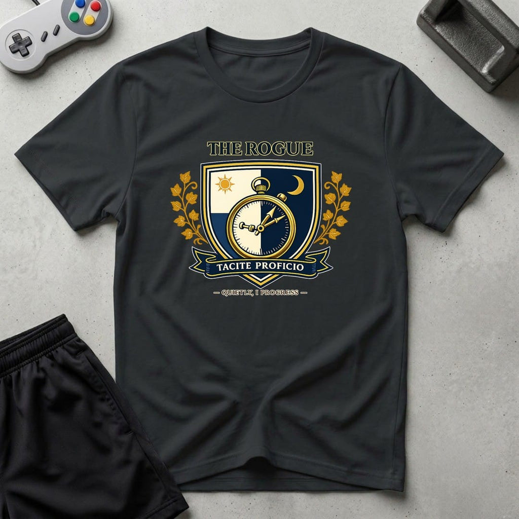 DreamMaker mockup — Rogue Crest T-Shirt (black)