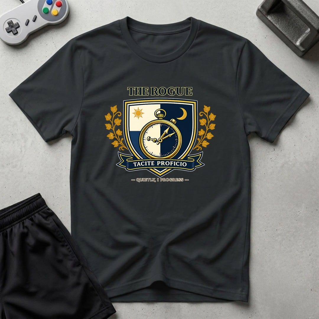 DreamMaker mockup — Rogue Crest T-Shirt (black)