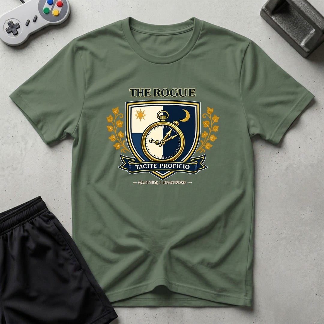 DreamMaker mockup — Rogue Crest T-Shirt (military-green)
