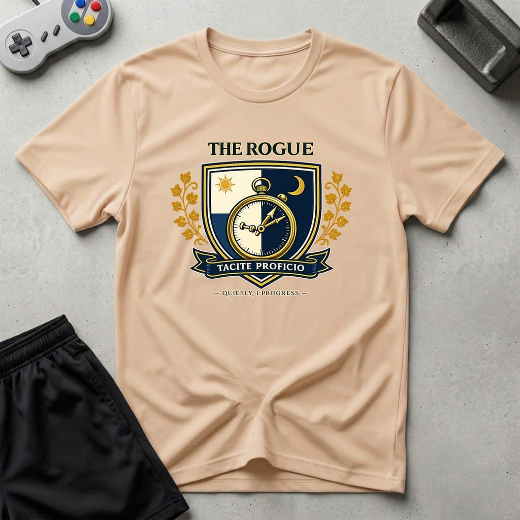 DreamMaker mockup — Rogue Crest T-Shirt (natural)