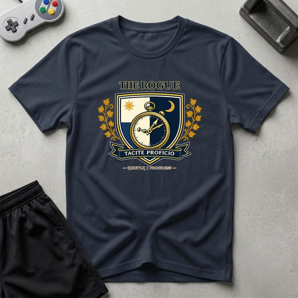 DreamMaker mockup — Rogue Crest T-Shirt (navy)