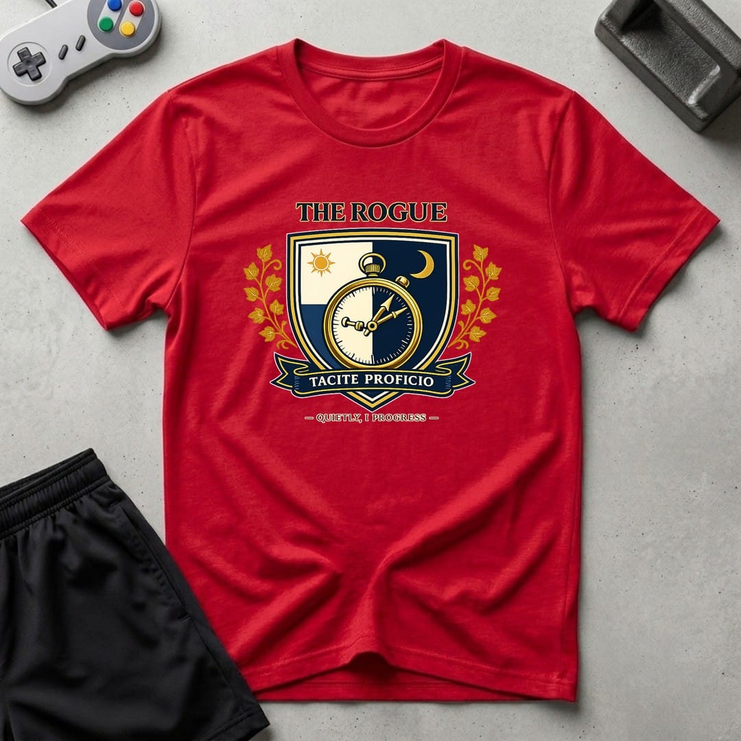 DreamMaker mockup — Rogue Crest T-Shirt (red)
