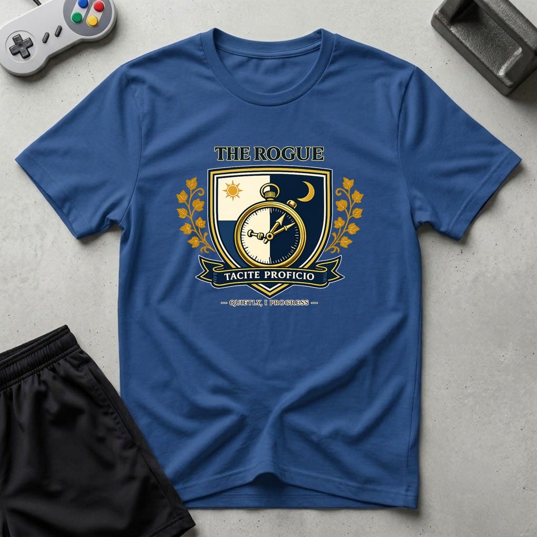 DreamMaker mockup — Rogue Crest T-Shirt (royal)