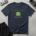 DreamMaker mockup — Save Point Sunday T-Shirt (navy)