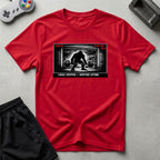DreamMaker mockup — Security Footage Lifting T-Shirt (red)