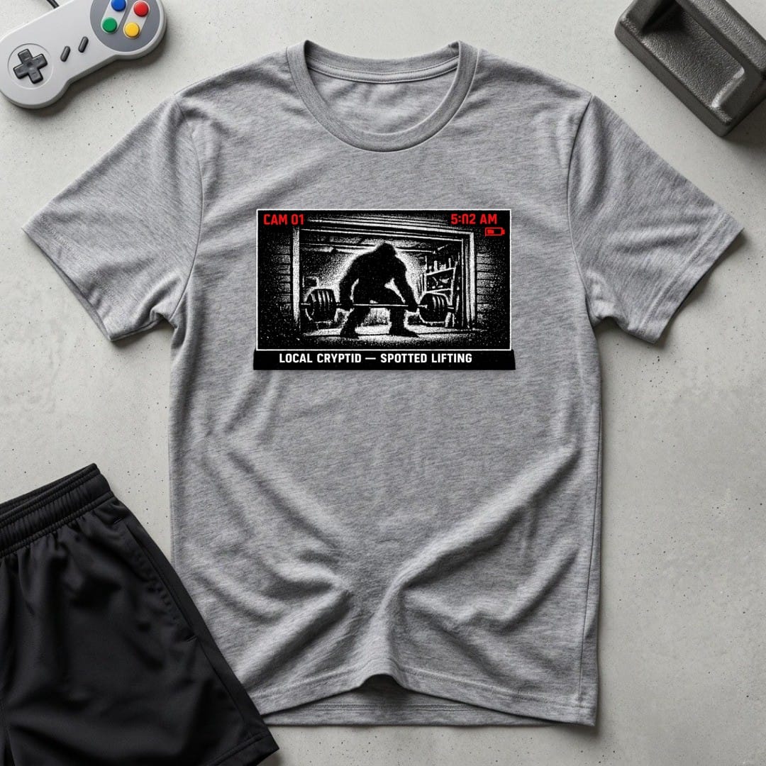 DreamMaker mockup — Security Footage Lifting T-Shirt (sport-grey)