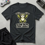 DreamMaker mockup — Slow Reps Count Double T-Shirt (black)