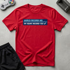 DreamMaker mockup — Squat Record T-Shirt (red)