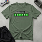DreamMaker mockup — Squats Password T-Shirt (military-green)