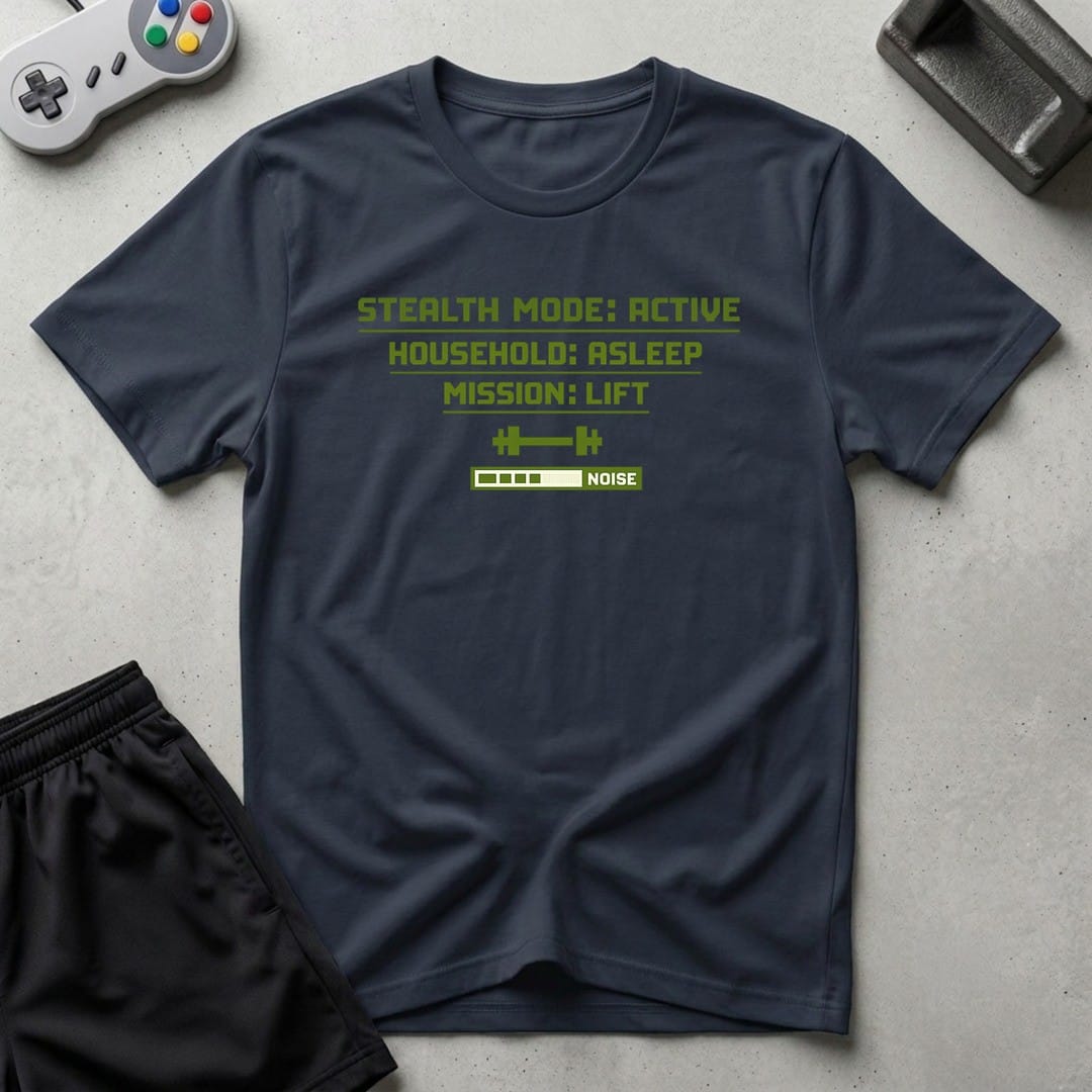 DreamMaker mockup — Stealth Mode Active T-Shirt (navy)