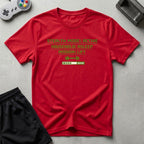 DreamMaker mockup — Stealth Mode Active T-Shirt (red)