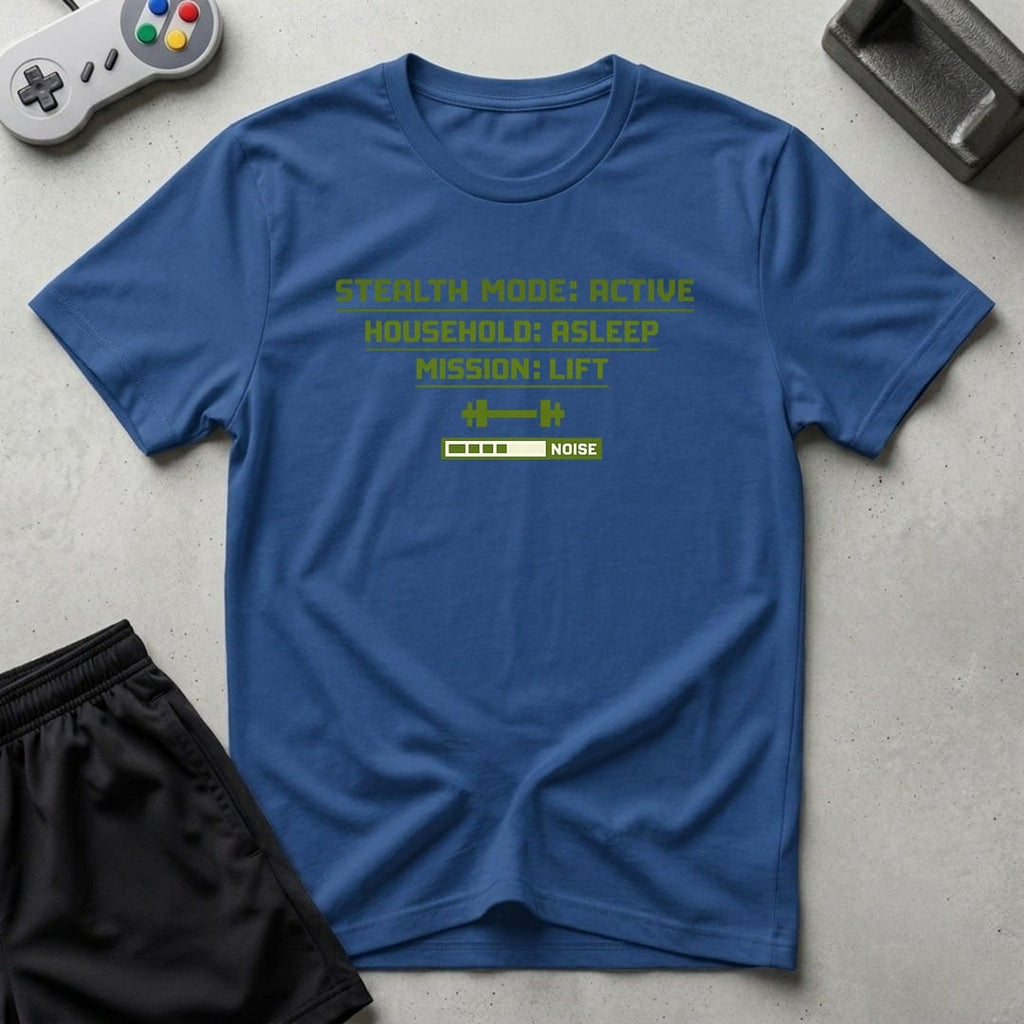 DreamMaker mockup — Stealth Mode Active T-Shirt (royal)