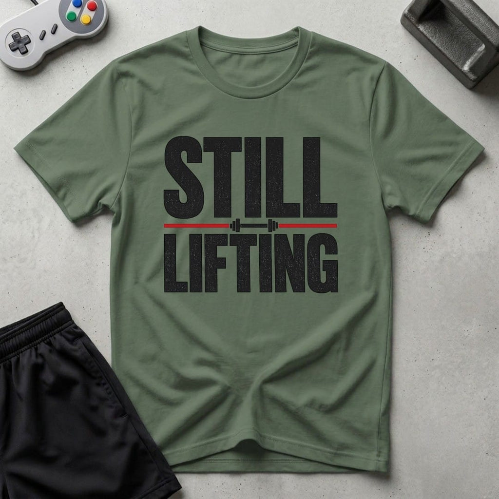 DreamMaker mockup — Still Lifting T-Shirt (military-green)