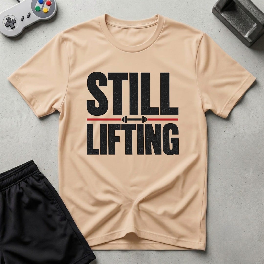 DreamMaker mockup — Still Lifting T-Shirt (natural)