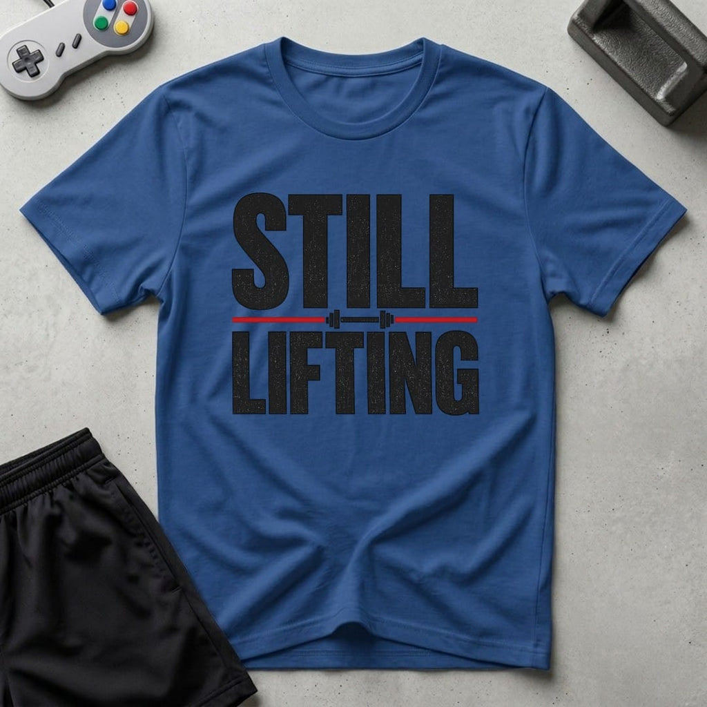 DreamMaker mockup — Still Lifting T-Shirt (royal)