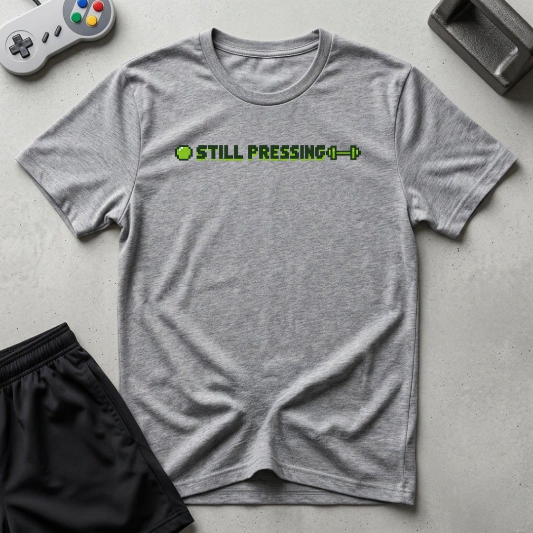 DreamMaker mockup — Still Pressing T-Shirt (sport-grey)