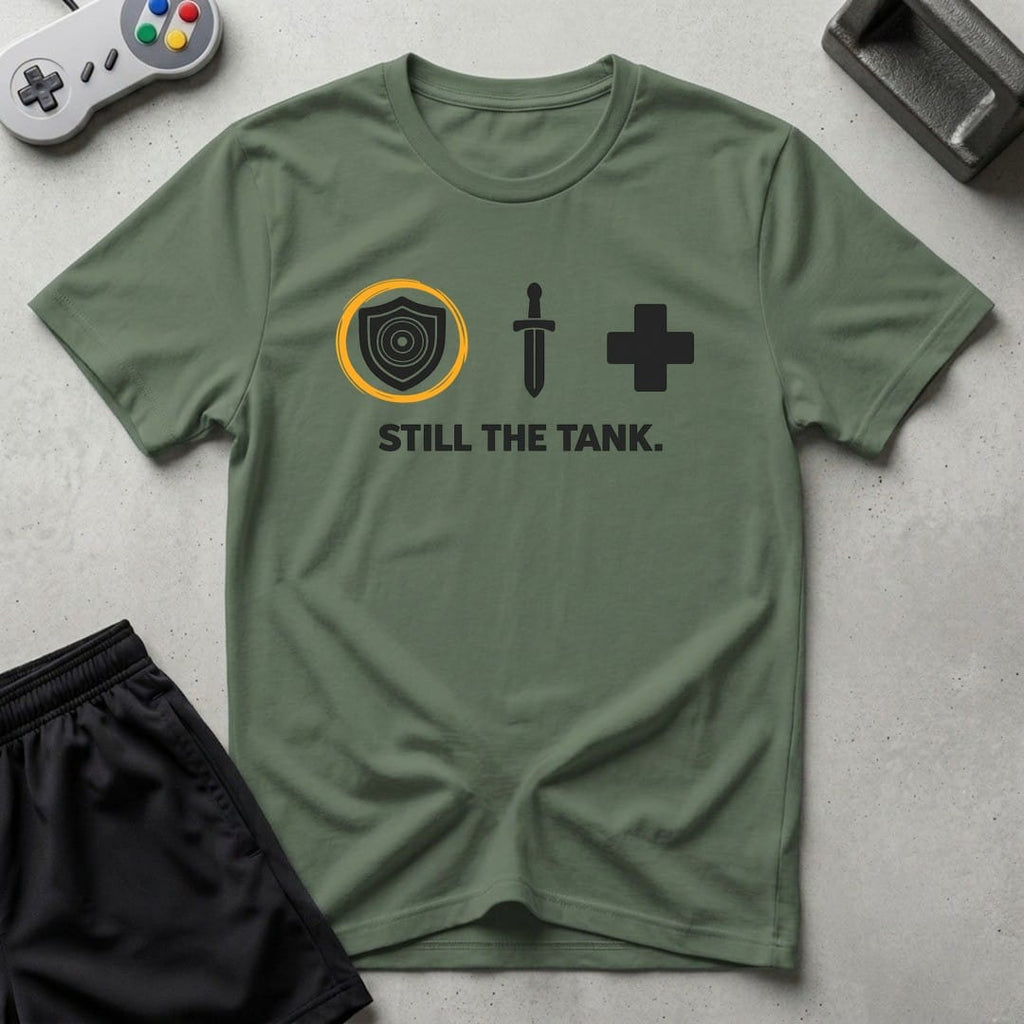 DreamMaker mockup — Still The Tank T-Shirt (military-green)