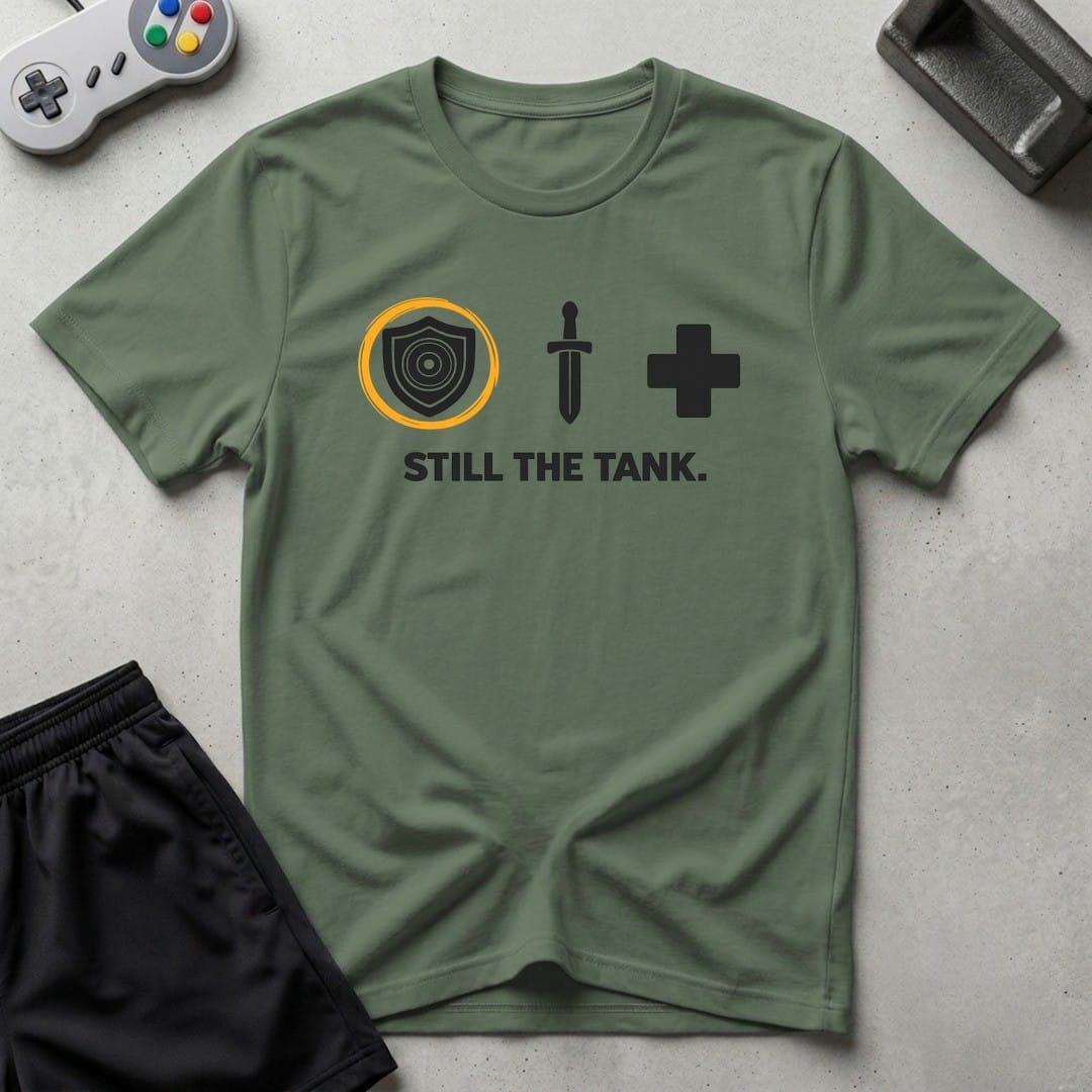 DreamMaker mockup — Still The Tank T-Shirt (military-green)