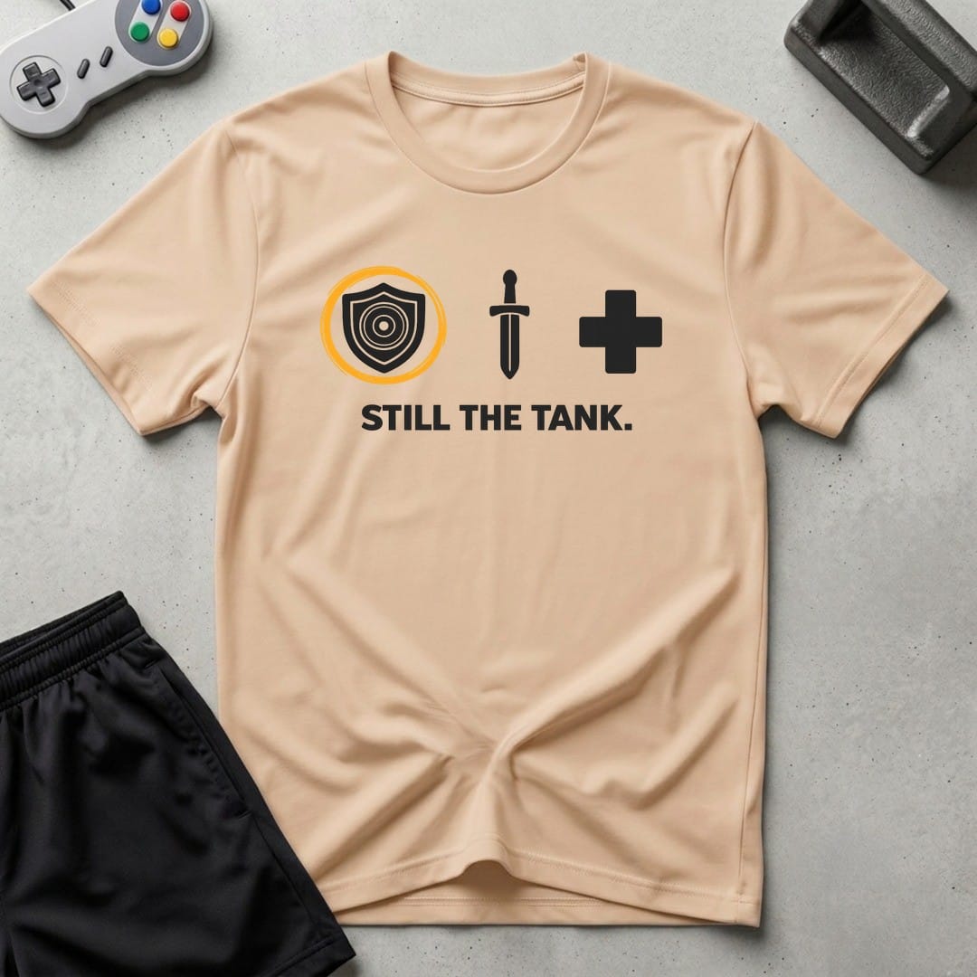 DreamMaker mockup — Still The Tank T-Shirt (natural)