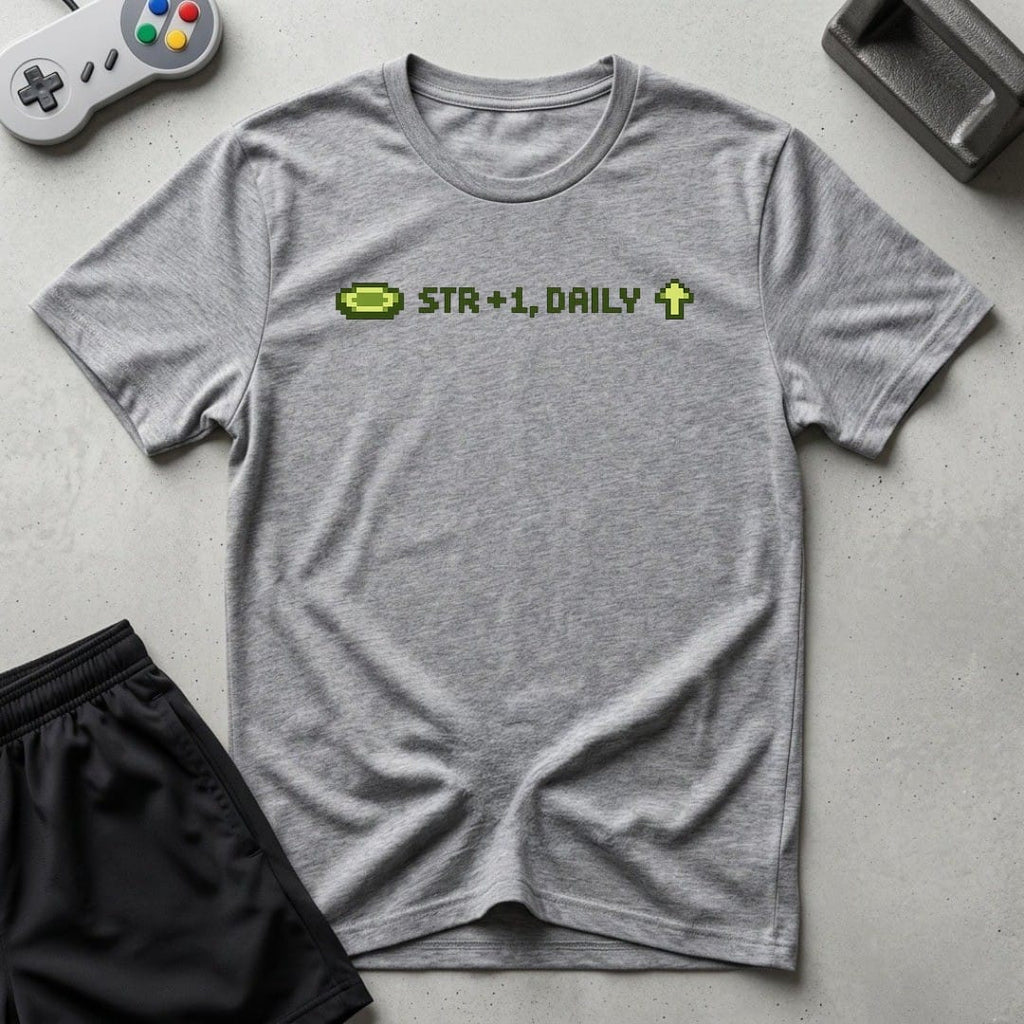 DreamMaker mockup — Str +1 T-Shirt (sport-grey)