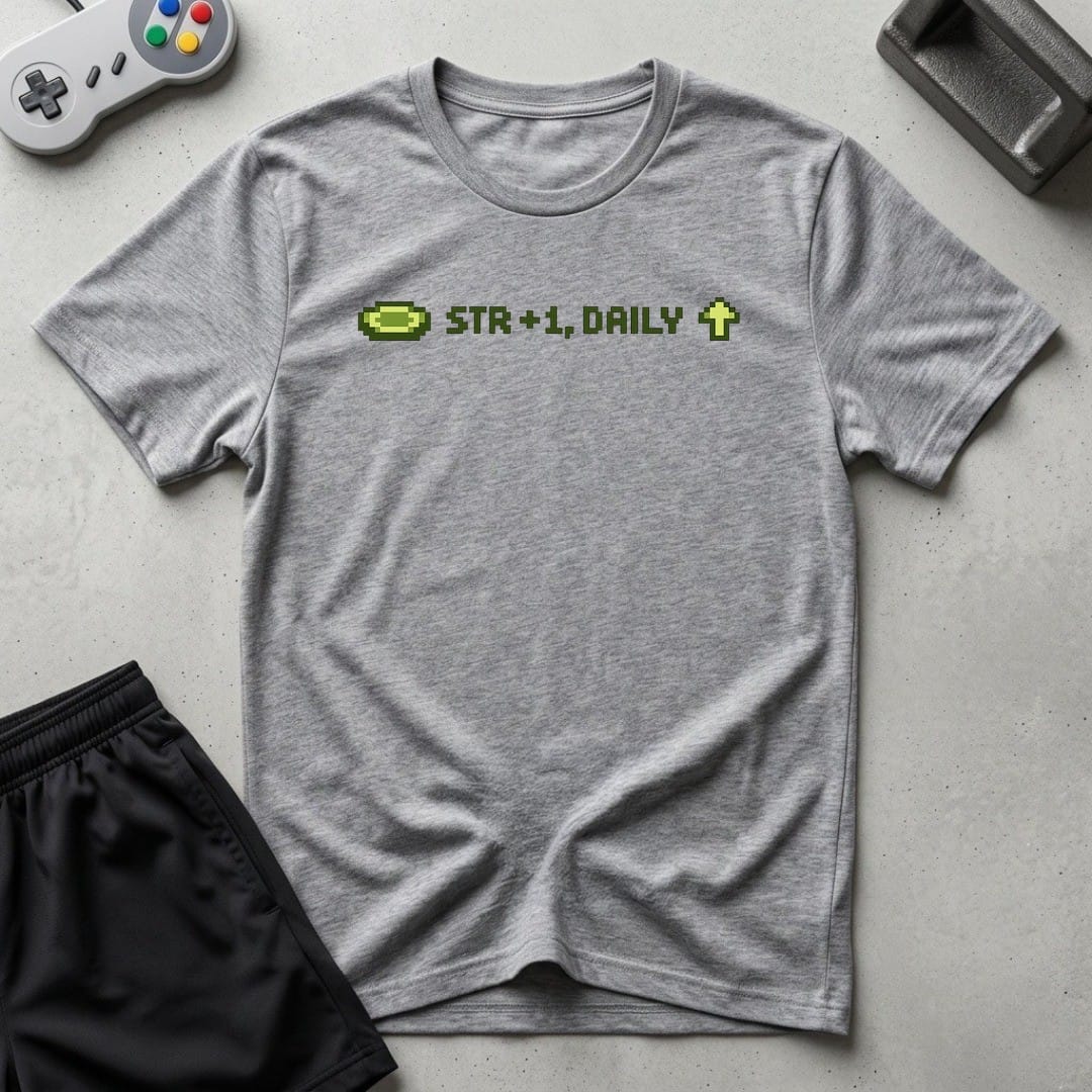 DreamMaker mockup — Str +1 T-Shirt (sport-grey)