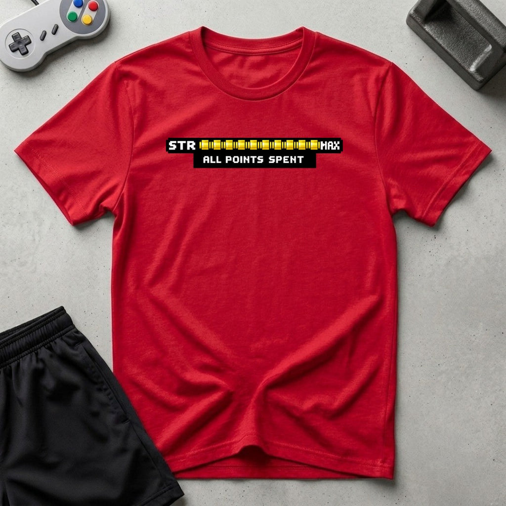 DreamMaker mockup — Str Points Max T-Shirt (red)