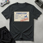 DreamMaker mockup — Strength Study T-Shirt (black)