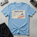 DreamMaker mockup — Strength Study T-Shirt (light-blue)