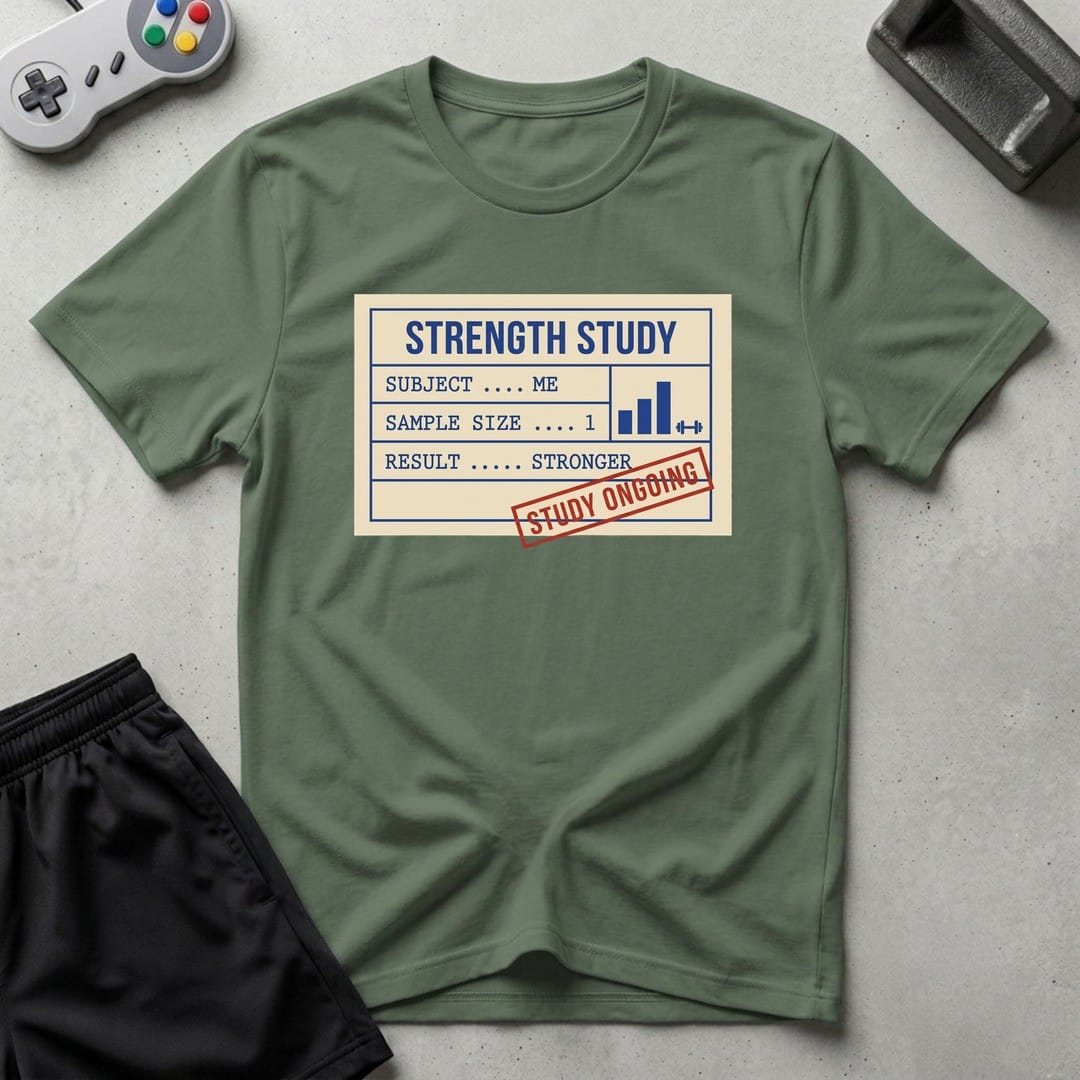 DreamMaker mockup — Strength Study T-Shirt (military-green)