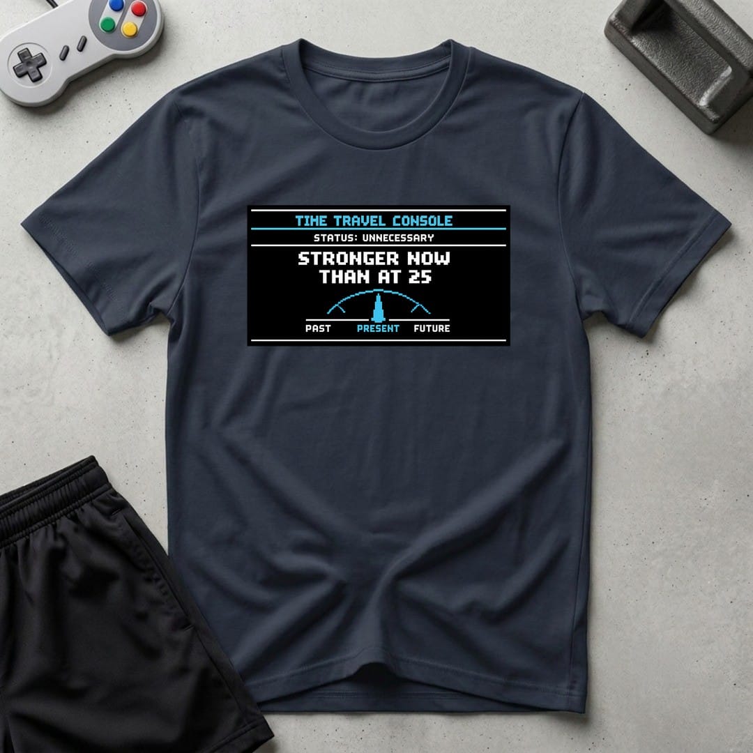 DreamMaker mockup — Stronger Than 25 T-Shirt (navy)