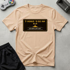 DreamMaker mockup — T Minus 5 AM T-Shirt (natural)