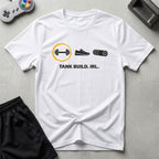 DreamMaker mockup — Tank Build IRL T-Shirt (white)