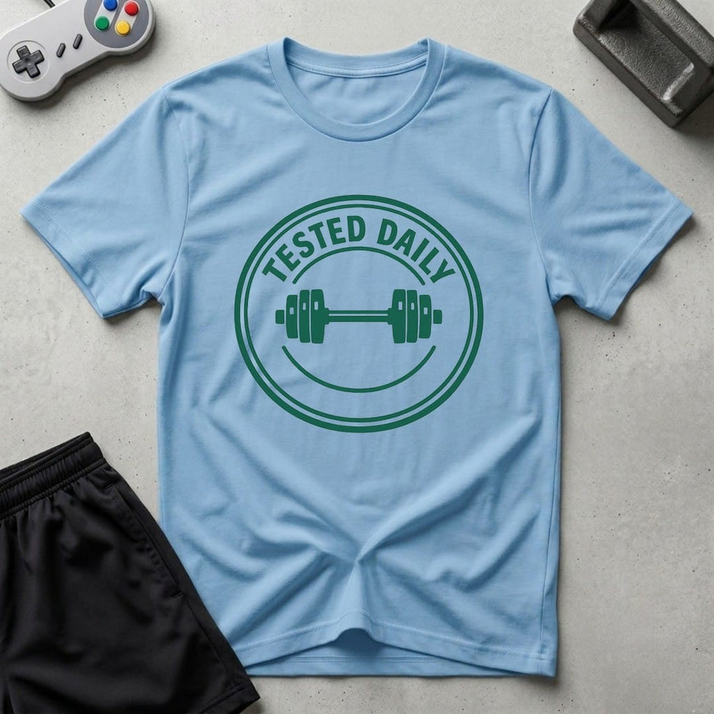DreamMaker mockup — Tested Daily T-Shirt (light-blue)