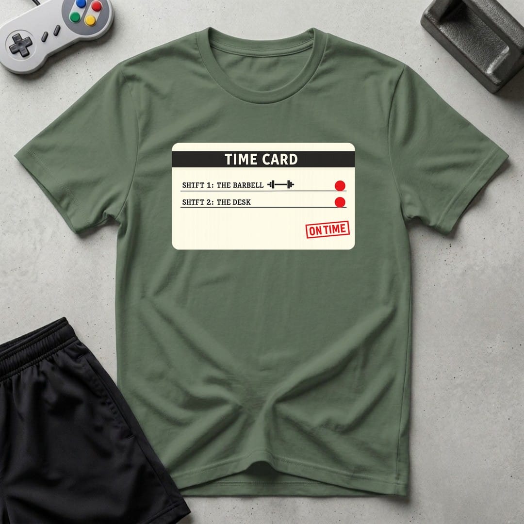 DreamMaker mockup — Time Card T-Shirt (military-green)