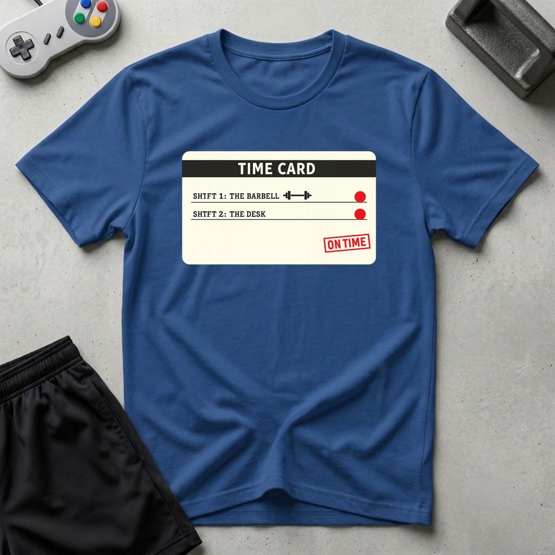 DreamMaker mockup — Time Card T-Shirt (royal)