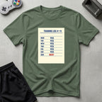 DreamMaker mockup — Training Log T-Shirt (military-green)