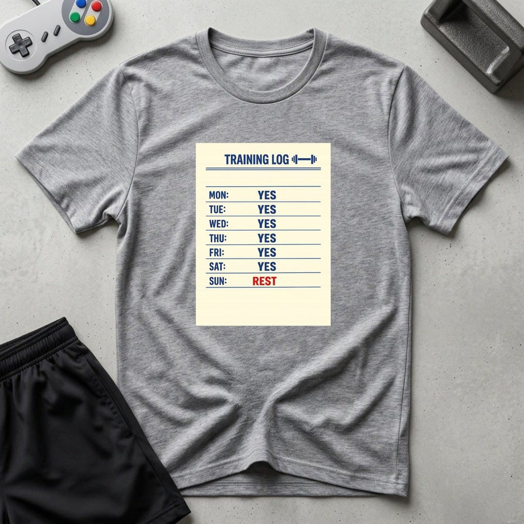 DreamMaker mockup — Training Log T-Shirt (sport-grey)